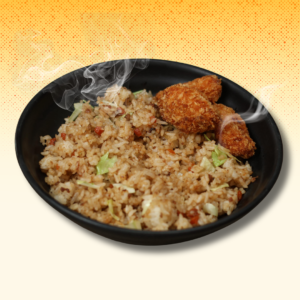 BMC 9 pork chao rice with fish fillet